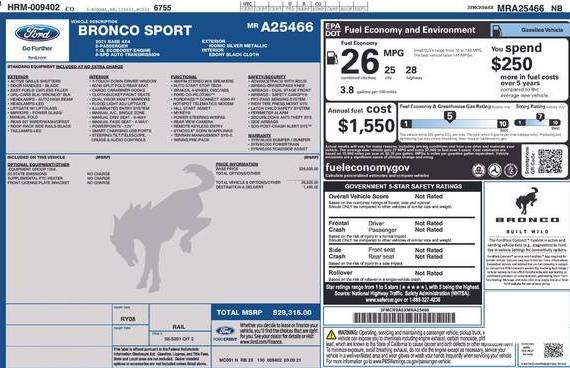 FORD BRONCO SPORT 2021 3FMCR9A6XMRA25466 image